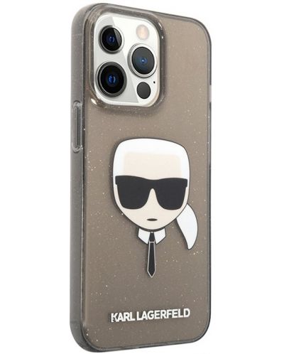 Калъф Karl Lagerfeld - Glitter Karl Head, iPhone 13 Pro Max, черен - 3